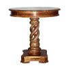 30 Inch Handcrafted Round Mango Wood Dinette, Artisanal Twisted Pedestal Base, Walnut Brown