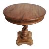 30 Inch Handcrafted Round Mango Wood Dinette, Artisanal Twisted Pedestal Base, Walnut Brown