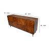 Jag 65 Inch Mango Wood Sideboard Buffet Cabinet Console, 2 Door, Sunburst Warm Brown