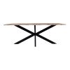 79 Inch Rectangular Live Edge Top Mango Wood Dining Table, Crossed Legs, Brown, Black