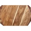 Bon 22 Inch Artisanal Side End Table, Multifaceted Solid Acacia Wood, Octagon Top, Natural Brown