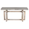 59 Inch Artisan Sideboard Console Table with Geometric Interlocked Base, Distressed Matte Gray