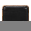25 Inch Counter Height Bar Stool, Genuine Leather Seat, Mango Wood Frame, Black, Natural Brown