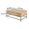 Audrey 45 Inch Handcrafted Mango Wood Coffee Table, Lift Top, Grain Details, Natural Brown, Black