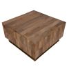 33 Inch Lift Top Storage Trunk Coffee Table, Square, Mango Wood, Natural Brown