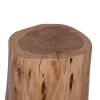 17 Inch Accent Stump Stool End Table, Live Edge Acacia Wood Log with Grain and Knot Details, Natural Brown