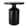 Zoe 20 Inch Modern Round Iron Side Table with Pedestal Base, Matte Black