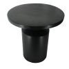 Zoe 20 Inch Modern Round Iron Side Table with Pedestal Base, Matte Black