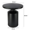 Zoe 20 Inch Modern Round Iron Side Table with Pedestal Base, Matte Black