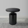 Zoe 20 Inch Modern Round Iron Side Table with Pedestal Base, Matte Black