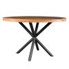 48 Inch Handcrafted Dining Table, Solid Mango Wood Round Top with Iron Crisscrossed Legs, Natural Brown and Black