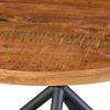 48 Inch Handcrafted Dining Table, Solid Mango Wood Round Top with Iron Crisscrossed Legs, Natural Brown and Black