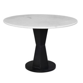 Riko Coffee Table, White Marble Top on Modern Iron Stand, Round Table, 27