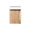 Kerry 20 Inch Rectangular End Side Table, Mango Wood, Sled Base, Glossy White, Natural Brown