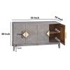Abiel 55 Inch Mango Wood Sideboard Buffet Cabinet Console, 4 Doors, Inner Shelf, Ornate Diamond Carving, Gray
