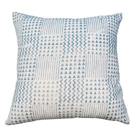 18 x 18 Handcrafted Square Cotton Accent Throw Pillows, Aztec Minimalistic Print, Set of 2, Blue, White
