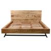 Bree Modern Rustic King Size Platform Bed, Brown Acacia & Mango Wood Frame, Angled Black Iron Legs