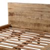 Bree Modern Rustic King Size Platform Bed, Brown Acacia & Mango Wood Frame, Angled Black Iron Legs