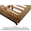 Bree Modern Rustic Queen Size Platform Bed, Brown Acacia & Mango Wood Frame, Black Iron Angled Legs