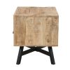 Bree 22 Inch Modern Rustic Single Drawer Nightstand, Brown Mango Wood Frame, Black Iron Angled Legs