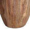 Arthur Handcarved Cylindrical Shape Round Mango Wood Distressed Wooden Side End Table, Brown