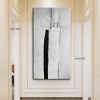 Minimalist hand-painted oil painting black;  white and gray modern luxury abstract large hallway decorative painting living room background wall paint