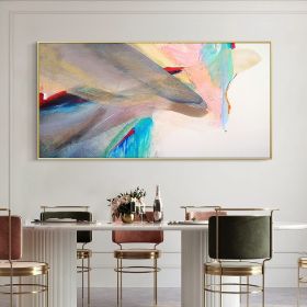 Large Brightly Colored Painting Adorns The Living Room Modern Decorative Pictures Home Good Canvas Wall Art Painting No Framed