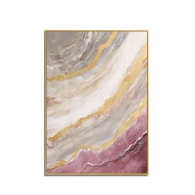 Modern Gold Foil Abstract Oil Painting Artist Hand-painted High Quality pink Oil Painting for Living Room Decor Wall Art No Frame