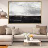 Hand Painted Abstract Oil Painting Black White Textured Abstract Wall Art Picture Living Room Bedroom Wall Decor Frameless