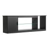 VEVOR TV Stand for TVs up to 65 inch, Modern Entertainment Center with Light Strip, Wooden TV Cabinet Storage with Glass Shelf and Adjustable Shelves