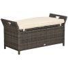 Wicker Storage Bench Cream White Outdoor Patio PE Rattan Large Capacity