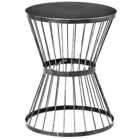 Patio End Table 16" Steel Side Table with Hourglass Design Black Accent Table for Outdoor and Indoor Use