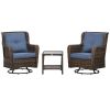 Rocking Retreat: Dark Blue Bistro Set with 360°Swivel & Rocking Function