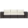 3 Seater Wicker Outdoor Couch Patio Sofa with Storage, Thickened Cushions and Wide Armrests for Porch Yard, Cream White