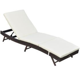 Outdoor Wicker Lounge Chair, PE Rattan, Adjustable Backrest, Comfortable Cushion for Poolside Sun Tanning, White