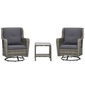 Patio Pivotal 360°Rotating Rocking Bistro Set, Gray, Modern & Comfortable Outdoor Seating