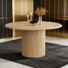 Round Dining Table, 47.24" Farmhouse Kitchen Table with Metal Base for 4