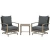 Patio Bistro Set, Porch Furniture with Soft Cushions and Rocking Function for Yard, Lawn, Porch, Dark Gray