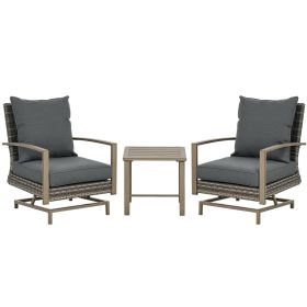 Patio Bistro Set, Porch Furniture with Soft Cushions and Rocking Function for Yard, Lawn, Porch, Dark Gray
