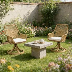 Courtyard chair, set of two swivel chairs, dining chair, khaki color (chair only)