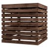 2-in-1 Outdoor Umbrella Base Storage Box, Wooden Patio Coffee Table, Brown
