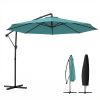 10 ft Offset Patio Umbrella with Cover, Hanging Cantilever Umbrella with 360Â° Rotation, Crank Handle, Tilt, Sky Blue