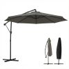 10 ft Offset Patio Umbrella with Cover, Hanging Cantilever Umbrella with 360Â° Rotation, Crank Handle, Tilt, Gray
