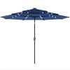 9.7 ft Outdoor Patio Umbrella with Solar LED Lights, 3 Tier Outdoor Table Umbrella with Tilt, Crank, Navy Blue