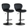 2-Pack Adjustable Height Bar Stools with 360° Swivel, Dutch Velvet Upholstered Bar Chai - Black