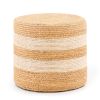 Handmade Woven Foot Stool Natural Water Hyacinth Ottoman for Home Decor & Seating White