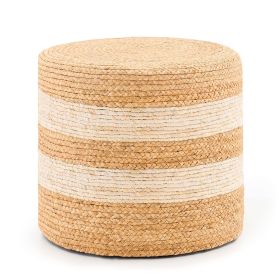 Handmade Woven Foot Stool Natural Water Hyacinth Ottoman for Home Decor & Seating White