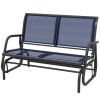 2-Person Outdoor Glider Bench, Patio Double Swing Rocking Chair Loveseat with Steel Frame, Dark Blue