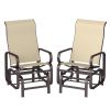 Gliding Lounger Chair Set of 2, Single Rockers with Lightweight Metal & Mesh Construction, Khaki