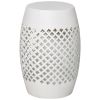 12" Steel Outdoor Side Table, Round Hollow Drum Patio End Table, Accent Table for Indoor and Outdoorr, White